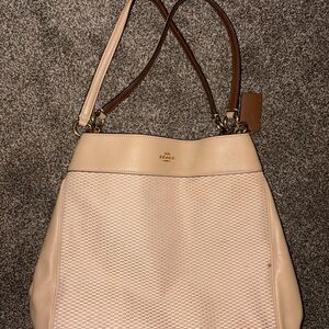 Coach Beige and Brown Shoulder Bag